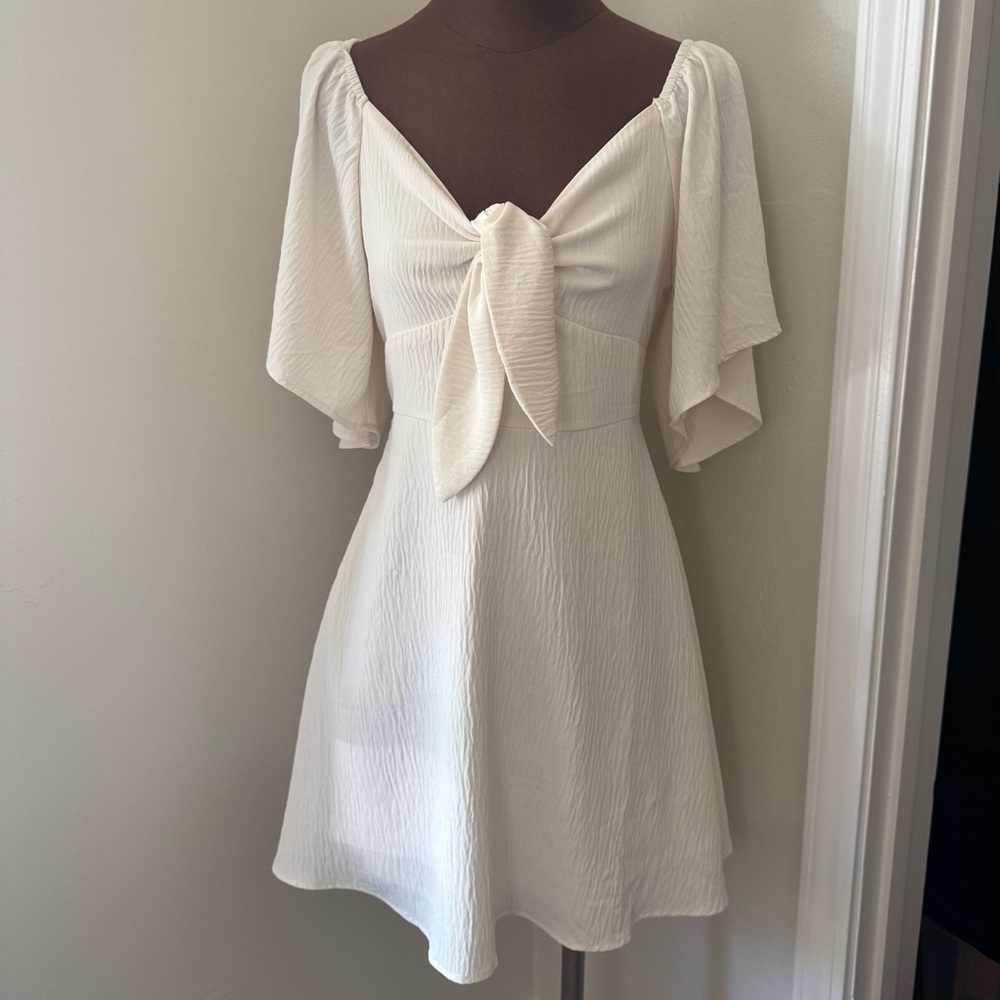 White Dress with Bow Detail